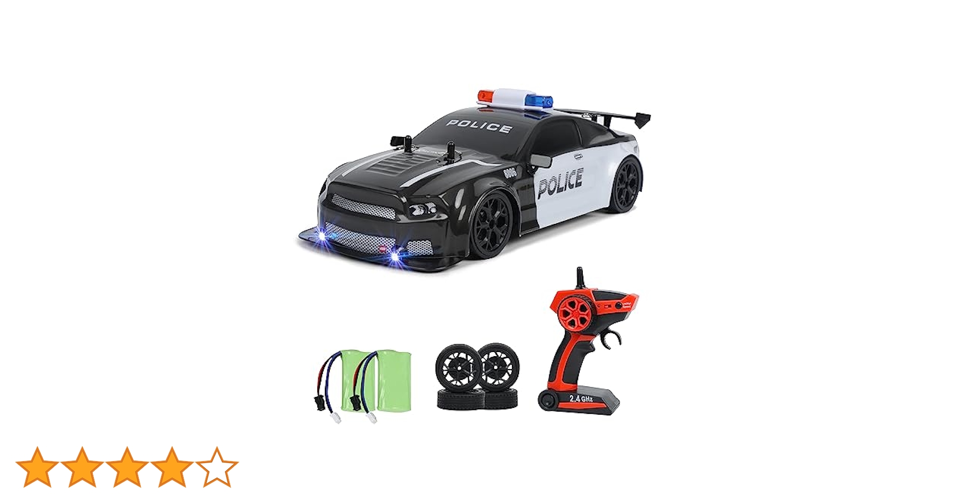 iBlivers RC Drift Police Car, 1:14 Remote Control Police Car